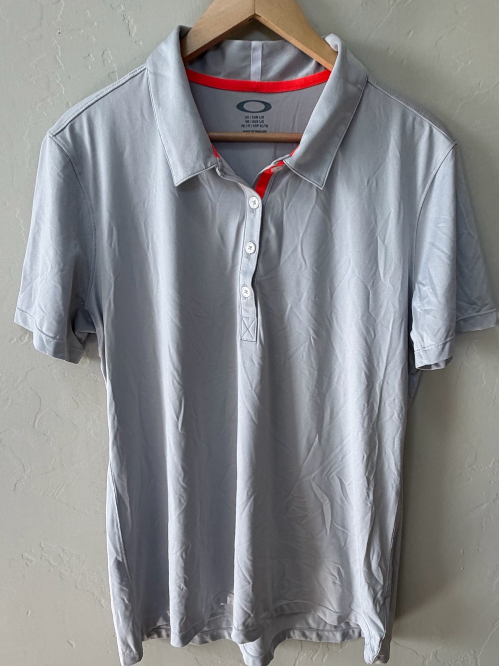 Oakley Women’s Gray Short Sleeve Dri Fit Collared Golf Shirt Size Large